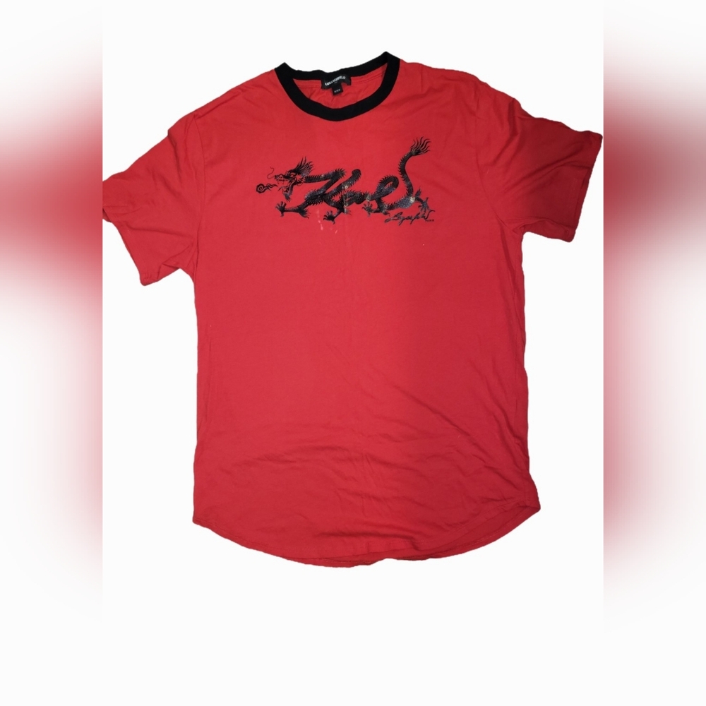 Karl Lagerfeld Paris Casul Red Graphic T-Shirt